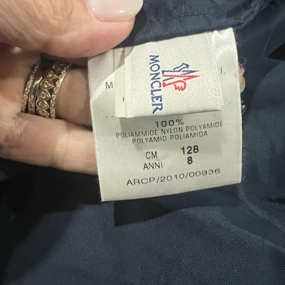 Kids boys' blue Moncler puffer jacket with long sleeves, - Picture 3 of 10